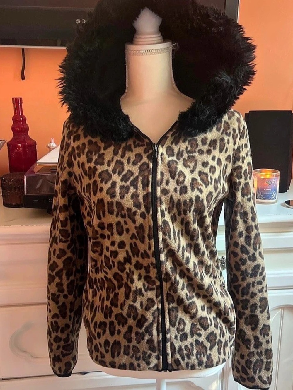 Ralph Lauren RL Active Leopard Print Hooded Jacket Size Medium